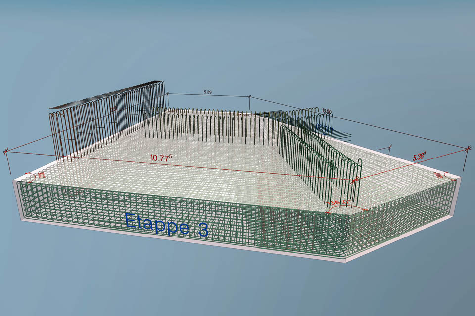 Querscheibe des Abschlussbauwerks. Plan: Mätzener & Wyss Bauingenieure AG