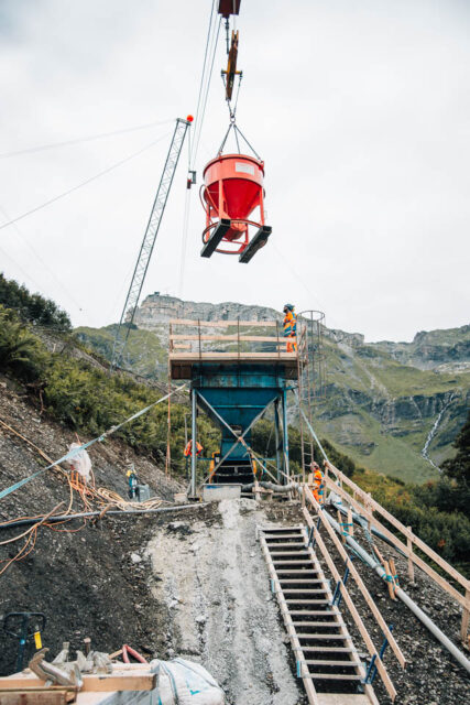 Betontransport per Materialseilbahn