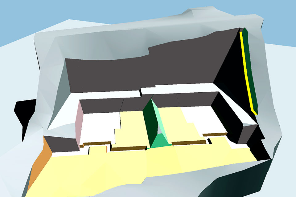 3D-Modell der Baugrube