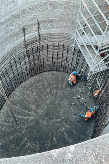 Betonarbeiten im Schacht