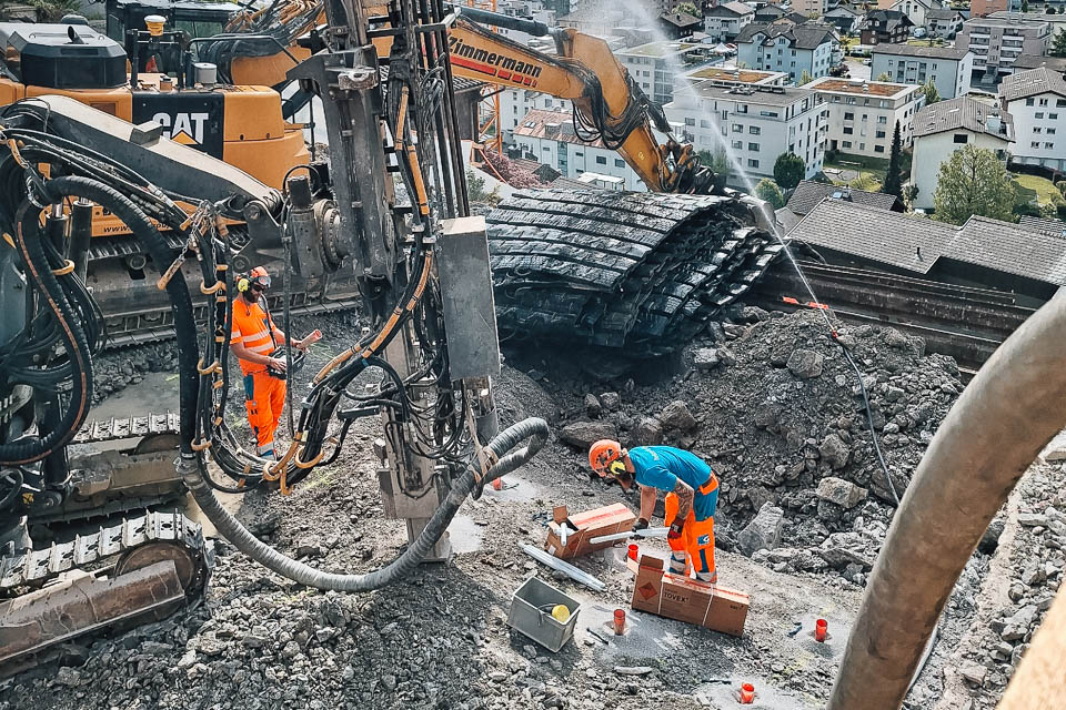 Vorbereitungsarbeit für eine Sprengung